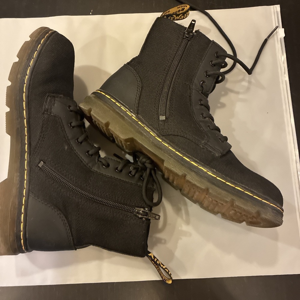 Dr. Martens Size 6 Lace Up Black Cloth And Leather Ankle Boots - Picture 7 of 7